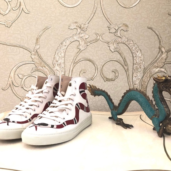 Gucci unisex Major snake high top white sneakers NWT